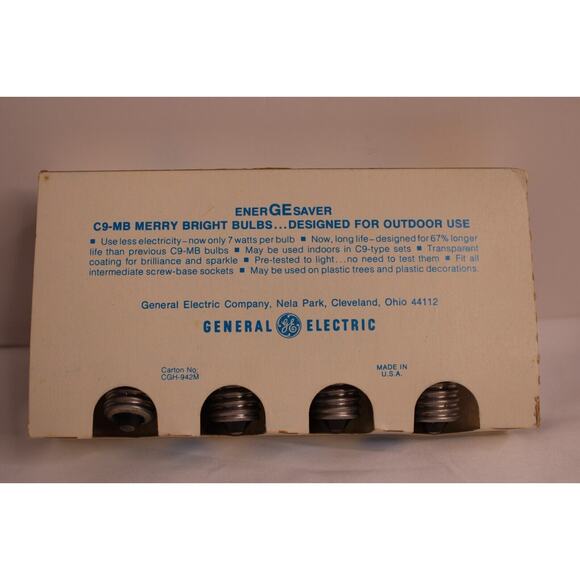 Vintage GE Merry Bright C9 Christmas Replacement Bulbs - Pack of 4 - Picture 2 of 3